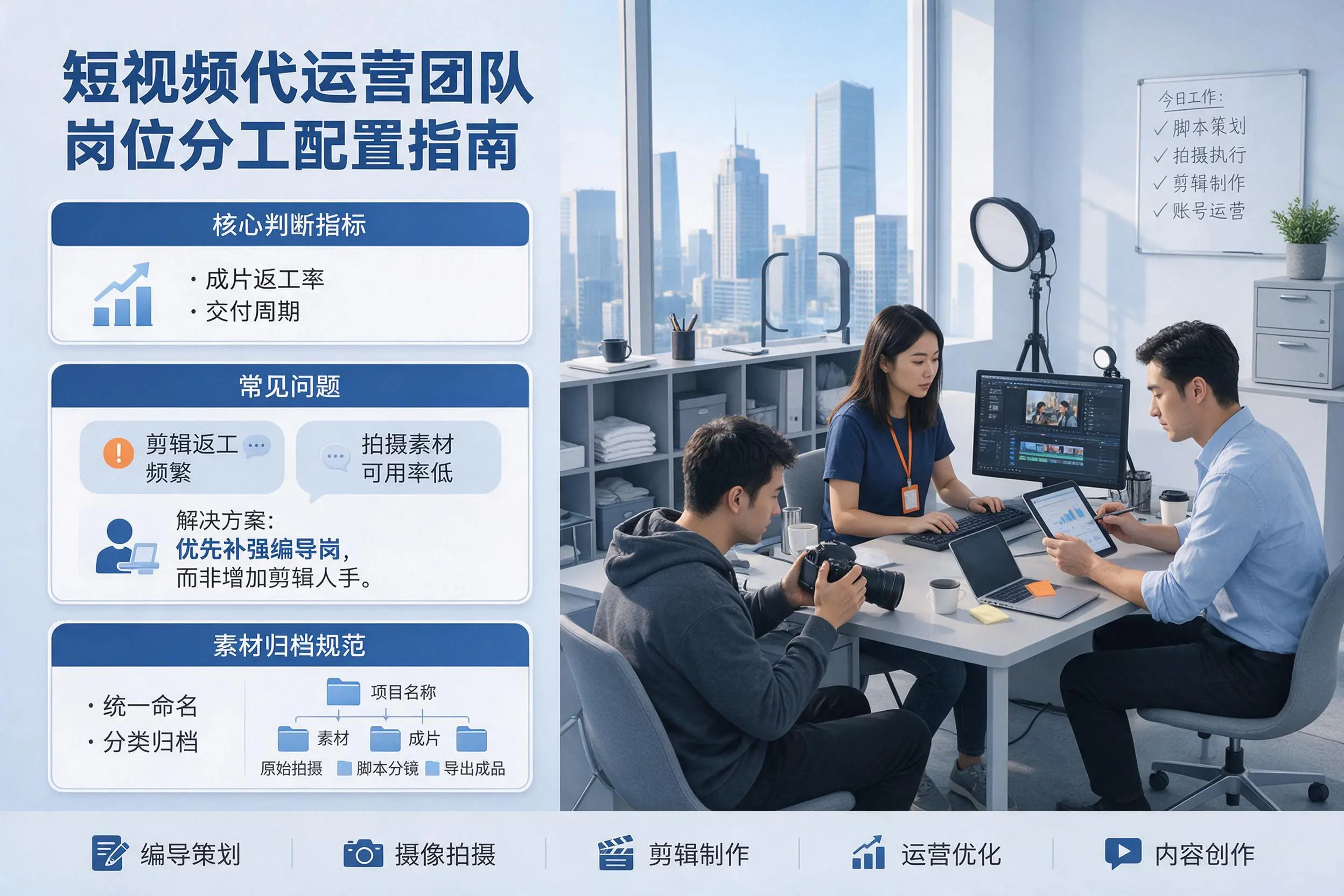 短视频代运营团队如何配置？阿里企业岗位分工科普说明