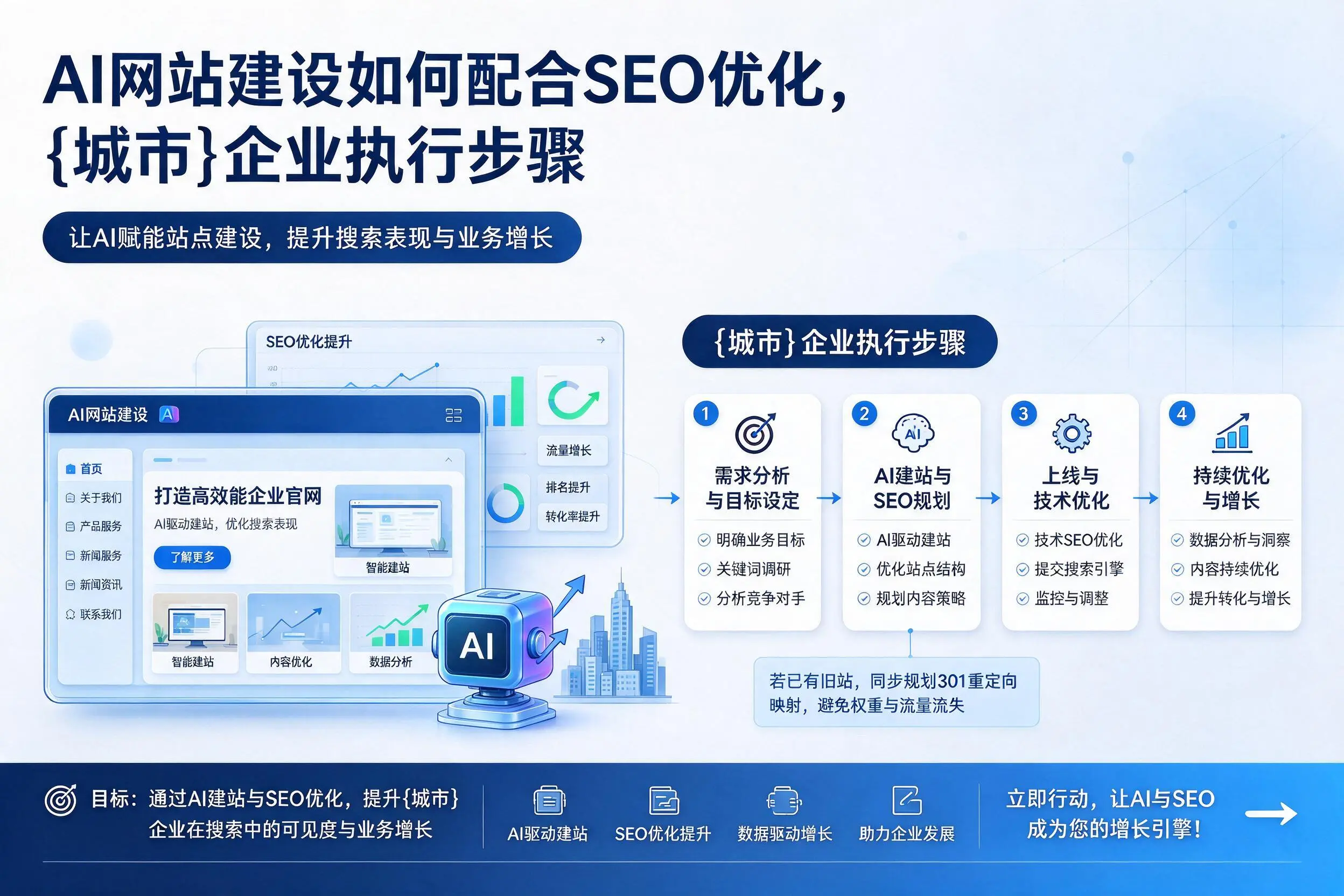AI网站建设如何配合SEO优化,阿里企业执行步骤
