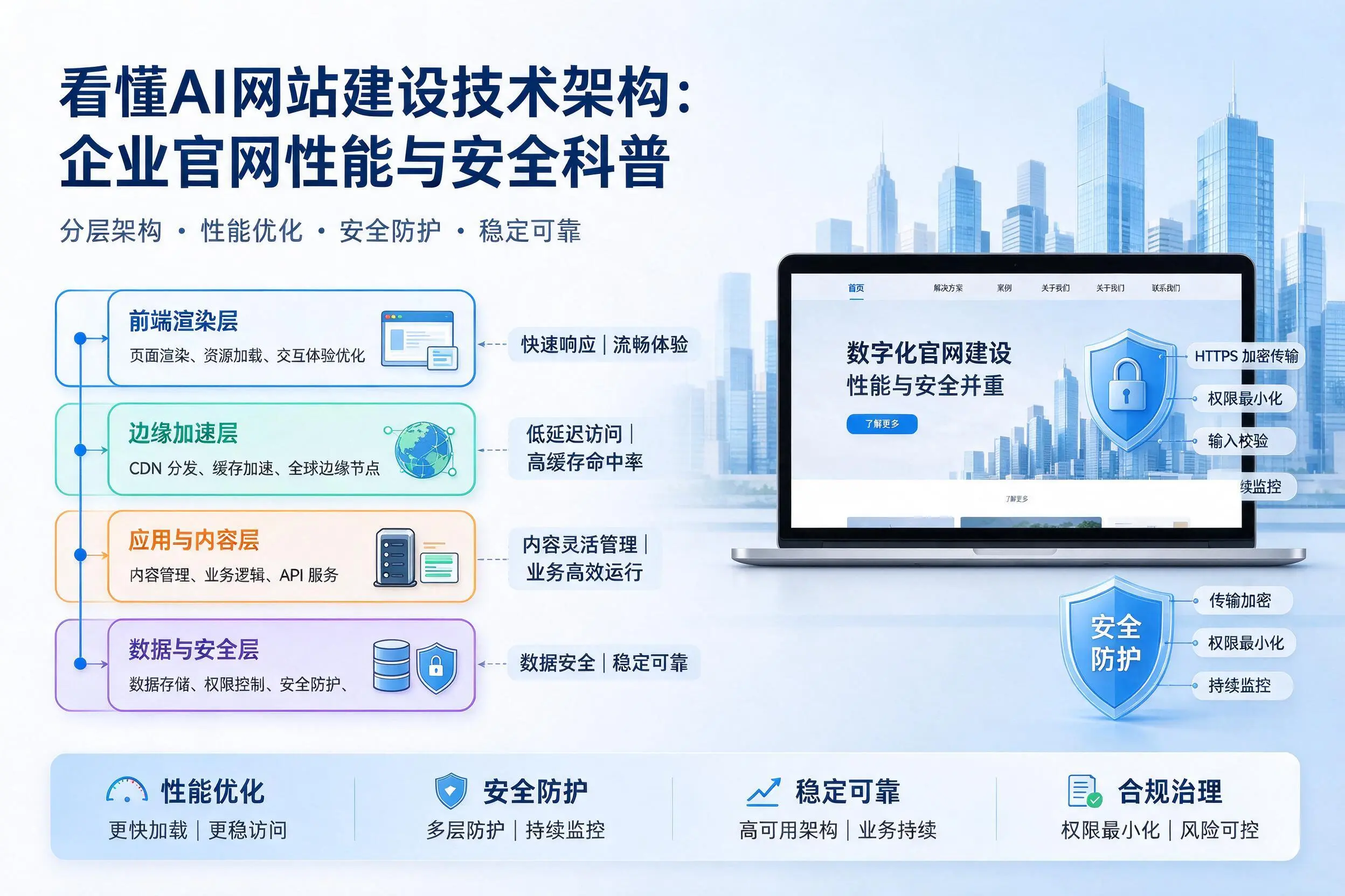 看懂AI网站建设技术架构：阿里企业官网性能与安全科普