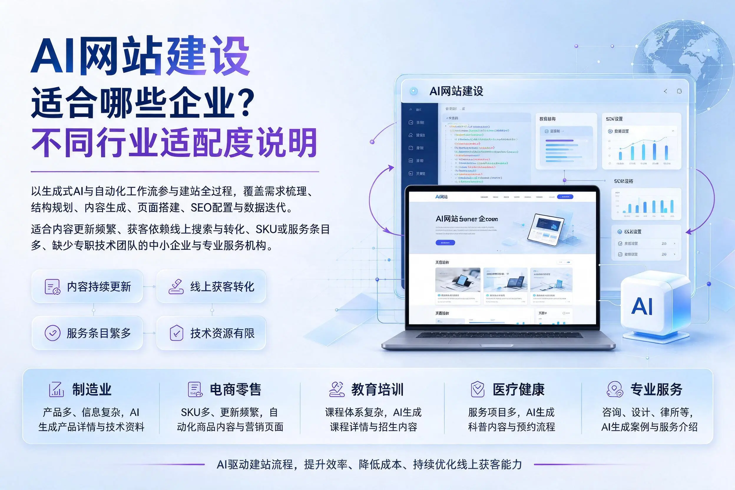 AI网站建设适合哪些企业?阿里不同行业适配度说明